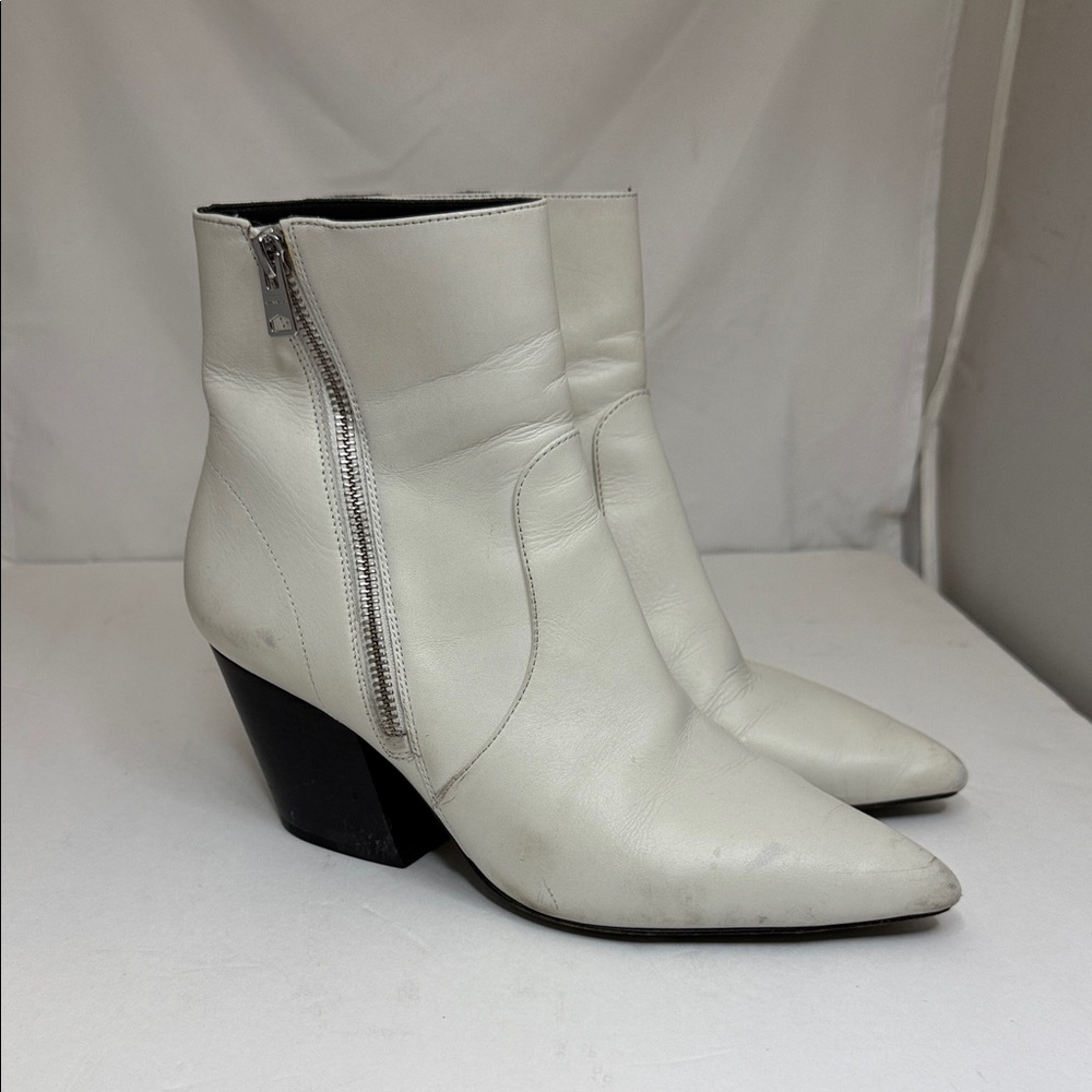 All Saints White Ankle Boots with Black Heel